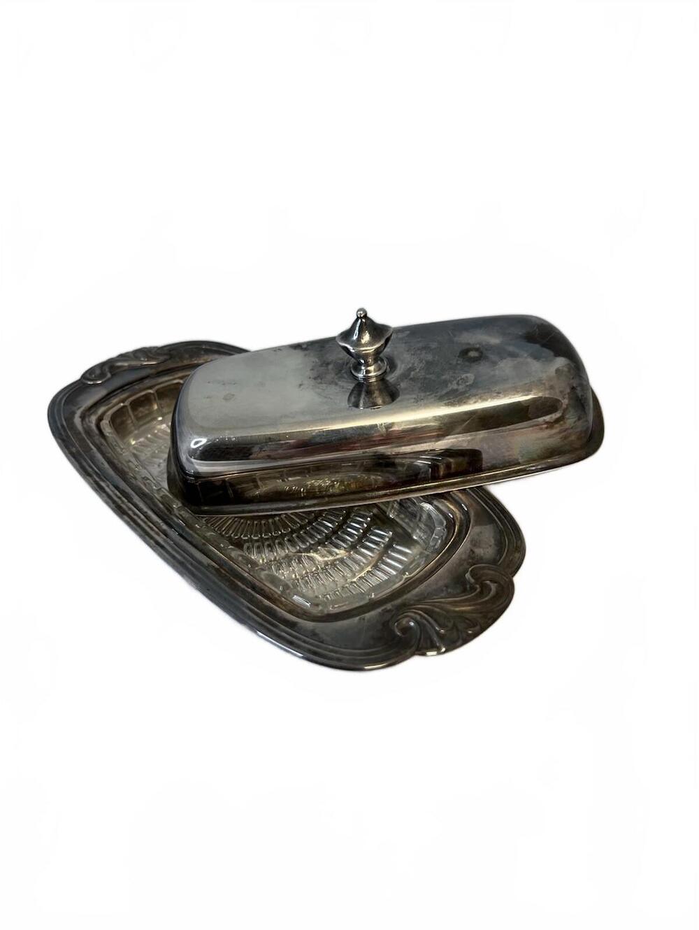 Vintage Oneida Silver Company  Silverplate Butter Dish With Glass Insert